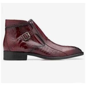 UEC BELVEDERE BURGUNDY GENUINE OSTRICH ZIP UP BOOTS CLASSY SZ 11